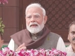 PM Modi delivering the customary address ahead of commencement of Budget Session of Parliament on Friday