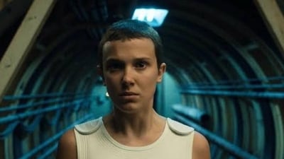 Millie Bobby Brown's still from Stranger Things. Millie Bobby Brown's still from Stranger Things.