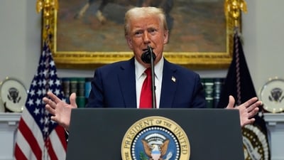 Donald Trump news live: President Donald Trump speaks in the Roosevelt Room of the White House (AP) Donald Trump news live: President Donald Trump speaks in the Roosevelt Room of the White House (AP)