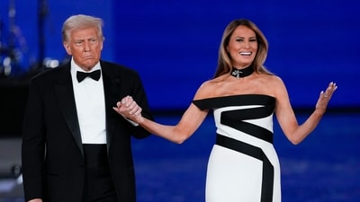 President Donald Trump and first lady Melania Trump at the Liberty Ball during the 60th Presidential Inauguration, Monday, Jan. 20, 2025, at the Washington Convention Center in Washington. (AP Photo/Julia Demaree Nikhinson) (AP)