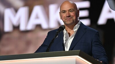(FILES) Dana White, CEO of Ultimate Fighting Championship, speaks onstage during the last day of the 2024 Republican National Convention at the Fiserv Forum in Milwaukee, Wisconsin, on July 18, 2024. Social media giant Meta announced January 6, 2025 the appointment of three new directors to its board, including Ultimate Fighting Championship (UFC) head Dana White, a close ally to US President-elect Donald Trump. The new board members were announced as Meta founder and CEO Mark Zuckerberg has been making approaches to the incoming Trump administration, including donating one million dollars to Trump's inauguration fund. (Photo by Patrick T. Fallon / AFP) (AFP) (FILES) Dana White, CEO of Ultimate Fighting Championship, speaks onstage during the last day of the 2024 Republican National Convention at the Fiserv Forum in Milwaukee, Wisconsin, on July 18, 2024. Social media giant Meta announced January 6, 2025 the appointment of three new directors to its board, including Ultimate Fighting Championship (UFC) head Dana White, a close ally to US President-elect Donald Trump. The new board members were announced as Meta founder and CEO Mark Zuckerberg has been making approaches to the incoming Trump administration, including donating one million dollars to Trump's inauguration fund. (Photo by Patrick T. Fallon / AFP) (AFP)