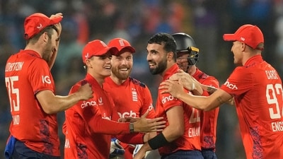 England captain Jos Buttler won the toss for the first time in the series and chose to bowl first. India were shell-shocked as Saqib Mahmood started the second over by dismissing Sanju Samson and Tilak Varma with his first two balls of the tour. He later sent back Suryakumar Yadav and thus opened his spell with a triple-wicket maiden. India were reeling at 12/3 at the end of that over.&nbsp; (AP)