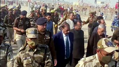Judicial commission team reaches Maha Kumbh Mela Kshetra to investigate the stampede which occurred on January 29, in Prayagraj on Friday. (ANI) Judicial commission team reaches Maha Kumbh Mela Kshetra to investigate the stampede which occurred on January 29, in Prayagraj on Friday. (ANI)