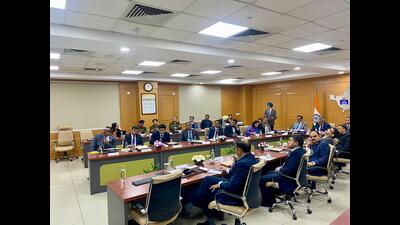 Officers from the NIA, NCB, Haryana Narcotics Control Bureau (NCB) and Special Task Force (STF) were present. (HT Photo)
