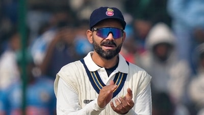 Virat Kohli on the first day of a Ranji trophy cricket match between Delhi and Railways (PTI)