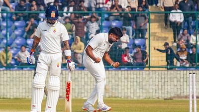 Railways pacer Himanshu Sangwan revealed he had no specific plan for Virat Kohli. He also called him the “biggest wicket of his life." (PTI Photo) (PTI01_31_2025_000131B) (PTI) Railways pacer Himanshu Sangwan revealed he had no specific plan for Virat Kohli. He also called him the “biggest wicket of his life." (PTI Photo) (PTI01_31_2025_000131B) (PTI)