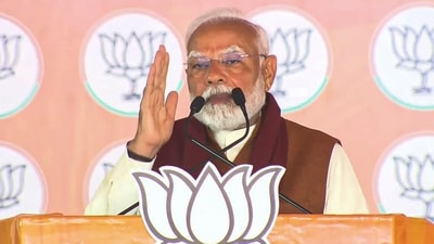 Prime Minister Narendra Modi speaks during a public meeting for Delhi Assembly elections, at Dwarka. (PTI) Prime Minister Narendra Modi speaks during a public meeting for Delhi Assembly elections, at Dwarka. (PTI)