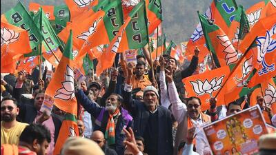 People at the BJP’s ‘Delhi Sankalp Rally’ in Dwarka, New Delhi on Friday. (Vipin Kumar/HT Photo) People at the BJP’s ‘Delhi Sankalp Rally’ in Dwarka, New Delhi on Friday. (Vipin Kumar/HT Photo)