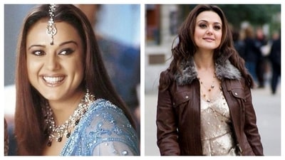 Preity Zinta served some iconic looks in her movies too- like the blue lehenga from Kal Ho Na Ho or the boho-chic brown leather faux fur jacket with sequin top and denim mini skirt from Kabhi Alvida Naa Kehna. (PC: Pinterest) Preity Zinta served some iconic looks in her movies too- like the blue lehenga from Kal Ho Na Ho or the boho-chic brown leather faux fur jacket with sequin top and denim mini skirt from Kabhi Alvida Naa Kehna. (PC: Pinterest)
