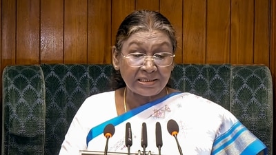 President Droupadi Murmu addresses the joint sitting of both Houses of Parliament on the first day of the Budget Session, in New Delhi, Friday, Jan. 31, 2025. (Sansad TV) President Droupadi Murmu addresses the joint sitting of both Houses of Parliament on the first day of the Budget Session, in New Delhi, Friday, Jan. 31, 2025. (Sansad TV)