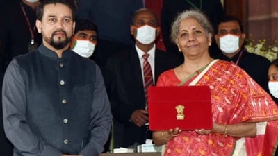 2021 budget presentation saw the finance minister in a red and white saree with a mild green accent by the borders. (HT/file photo) 2021 budget presentation saw the finance minister in a red and white saree with a mild green accent by the borders. (HT/file photo)