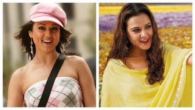 Her looks from other movies are also memorable—from Preity's whimsical look in Salaam Namaste, featuring a white tube top, crossbody bag, low-rise cargo pants, dangling earrings, and a pink hat, to her ethnic salwar suit looks in Veer-Zaara, elevated with kohl-rimmed eyes and silver nose pin. (PC: Pinterest) Her looks from other movies are also memorable—from Preity's whimsical look in Salaam Namaste, featuring a white tube top, crossbody bag, low-rise cargo pants, dangling earrings, and a pink hat, to her ethnic salwar suit looks in Veer-Zaara, elevated with kohl-rimmed eyes and silver nose pin. (PC: Pinterest)