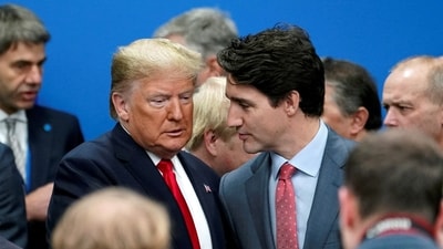 Donald Trump talks with Canada's Prime Minister Justin Trudeau. (File) (REUTERS)