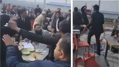The reason for the brawl remains unclear. (X/@Gharkakalesh ) The reason for the brawl remains unclear. (X/@Gharkakalesh )