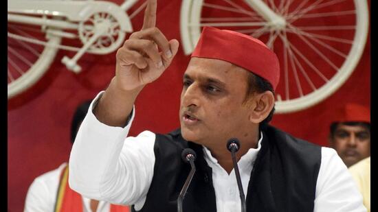 Samajwadi Party chief Akhilesh Yadav was speaking to the media in New Delhi. (HT file)