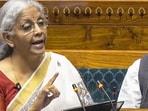 Union finance minister Nirmala Sitharaman presents the Union Budget 2025-26 in the Lok Sabha, in New Delhi.