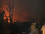A truck carrying gas cylinders exploded in Ghaziabad A truck carrying gas cylinders exploded in Ghaziabad