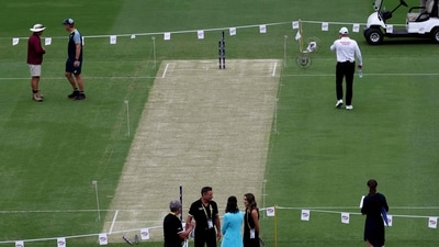 Jammu and Kashmir coach alleged Baroda resorted to pitch tampering before the start of play on Day 3 of the Ranji Trophy tie. (Photo by DAVID GRAY / AFP) (AFP) Jammu and Kashmir coach alleged Baroda resorted to pitch tampering before the start of play on Day 3 of the Ranji Trophy tie. (Photo by DAVID GRAY / AFP) (AFP)