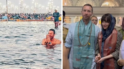 Chris Martin is at the Mahakumbh in Prayagraj with girlfriend Dakota Johnson. Chris Martin is at the Mahakumbh in Prayagraj with girlfriend Dakota Johnson.