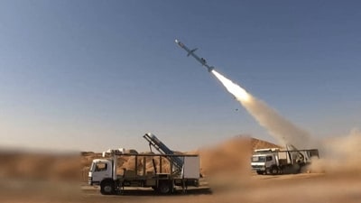 This handout photo provided by Iran's Revolutionary Guard Corps (IRGC) official website Sepah News shows a test launch during the unveiling of the Ghadr-380 naval cruise missile in an undisclosed location in Iran. (AFP) This handout photo provided by Iran's Revolutionary Guard Corps (IRGC) official website Sepah News shows a test launch during the unveiling of the Ghadr-380 naval cruise missile in an undisclosed location in Iran. (AFP)