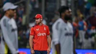 England's captain Jos Buttler didn't agree with Harshit Rana coming in as Shivam Dube's concussion substitute. (AFP) England's captain Jos Buttler didn't agree with Harshit Rana coming in as Shivam Dube's concussion substitute. (AFP)
