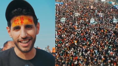 Popular vlogger Nas Daily attends Maha Kumbh. (Screengrab X/@nasdaily)