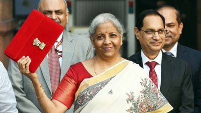 Union finance minister Nirmala Sitharaman outside the finance ministry ahead of the presentation of the ‘Union budget 2025-26’ in New Delhi on Saturday, (Sanjeev Verma/ Hindustan Times) Union finance minister Nirmala Sitharaman outside the finance ministry ahead of the presentation of the ‘Union budget 2025-26’ in New Delhi on Saturday, (Sanjeev Verma/ Hindustan Times)