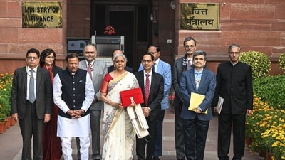 Nirmala Sitharaman, the Finance Minister of India center outside the ministry office in New Delhi. India's government predicted the economy will expand 6.3%-6.8% in the coming fiscal year. (Bloomberg) Nirmala Sitharaman, the Finance Minister of India center outside the ministry office in New Delhi. India's government predicted the economy will expand 6.3%-6.8% in the coming fiscal year. (Bloomberg)