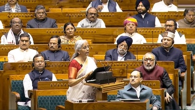 Union Finance Minister Nirmala Sitharaman presents the Union Budget 2025-26 in the Lok Sabha, in New Delhi on Saturday. (PTI) Union Finance Minister Nirmala Sitharaman presents the Union Budget 2025-26 in the Lok Sabha, in New Delhi on Saturday. (PTI)