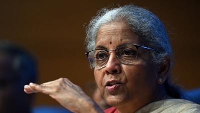 Finance minister Nirmala Sitharaman addresses a press conference after presentation of Union Budget. (Bloomberg) Finance minister Nirmala Sitharaman addresses a press conference after presentation of Union Budget. (Bloomberg)
