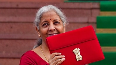 Union finance minister Nirmala Sitharaman upon her arrival at the Parliament House complex to present the Union Budget 2025-26. (PTI) Union finance minister Nirmala Sitharaman upon her arrival at the Parliament House complex to present the Union Budget 2025-26. (PTI)