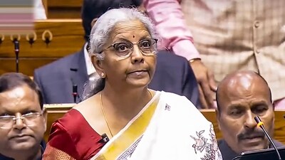 Union Finance Minister Nirmala Sitharaman at the presention of the Union Budget 2025-26 in the Lok Sabha during the Budget session of Parliament, in New Delhi, on Saturday, (Sansad TV) Union Finance Minister Nirmala Sitharaman at the presention of the Union Budget 2025-26 in the Lok Sabha during the Budget session of Parliament, in New Delhi, on Saturday, (Sansad TV)