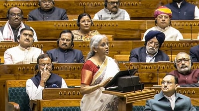 Union Finance Minister Nirmala Sitharaman presents the Union Budget 2025-26 in the Lok Sabha, in New Delhi, Saturday, Feb. 1, 2025 (Sansad TV via PTI) Union Finance Minister Nirmala Sitharaman presents the Union Budget 2025-26 in the Lok Sabha, in New Delhi, Saturday, Feb. 1, 2025 (Sansad TV via PTI)