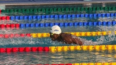 Sajan Prakash, who is coming back from a shoulder injury, during the National Games. (HT) Sajan Prakash, who is coming back from a shoulder injury, during the National Games. (HT)