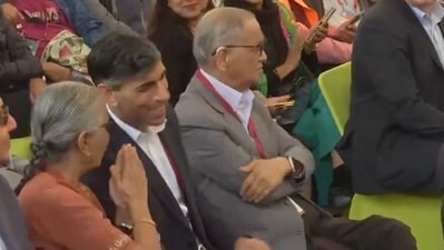 Rishi Sunak and Narayana Murthy attended the Jaipur Literature Festival. (X/@ANI) Rishi Sunak and Narayana Murthy attended the Jaipur Literature Festival. (X/@ANI)