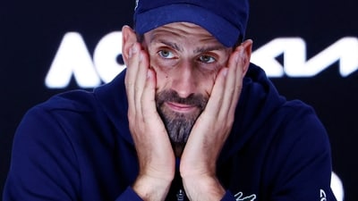 Novak Djokovic during a press conference. (REUTERS)