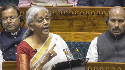 Union finance minister Nirmala Sitharaman presents the Union Budget 2025-26 in the Lok Sabha on Saturday. (Sansad TV) Union finance minister Nirmala Sitharaman presents the Union Budget 2025-26 in the Lok Sabha on Saturday. (Sansad TV)