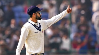 Virat Kohli on the first day of a Ranji trophy cricket match between Delhi and Railways, at the Arun Jaitley Stadium, in New Delhi. (PTI) Virat Kohli on the first day of a Ranji trophy cricket match between Delhi and Railways, at the Arun Jaitley Stadium, in New Delhi. (PTI)