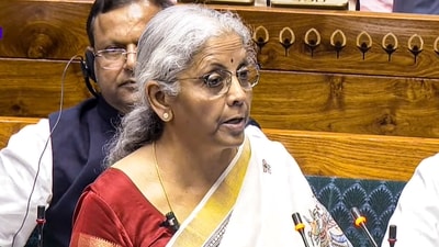 New Delhi: Union Finance Minister Nirmala Sitharaman presents the Union Budget 2025-26 in the Lok Sabha. (Sansad TV)