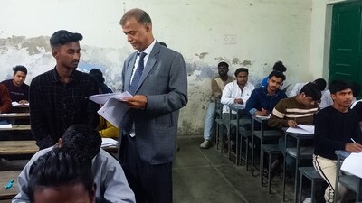 The board Chairman visited multiple exam centres in both shifts, reviewed the conduct of the exam and talked to students about the questions asked in the exam, BSEB said. (Santosh Kumar) The board Chairman visited multiple exam centres in both shifts, reviewed the conduct of the exam and talked to students about the questions asked in the exam, BSEB said. (Santosh Kumar)