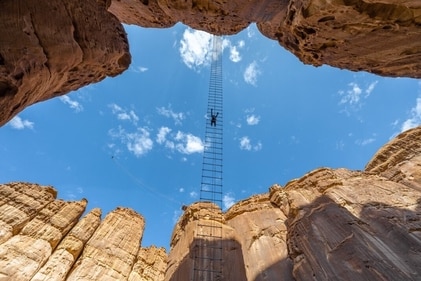 Ascending the stairway to adventure in AlUla's ancient rock faces Ascending the stairway to adventure in AlUla's ancient rock faces