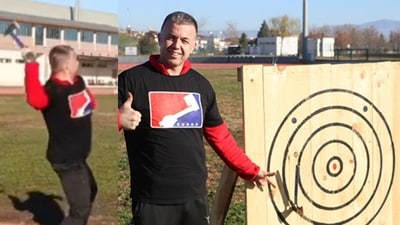 A Turkish man broke the Guinness World Record by throwing an axe a distance of 183 feet, 8.72 inches. (X) A Turkish man broke the Guinness World Record by throwing an axe a distance of 183 feet, 8.72 inches. (X)
