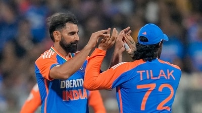 India finished on a score of 247/9. England had no choice but to go big right from the beginning and they perished. Mohammed Shami got the first wicket in the form of Ben Duckett in the third over and that was the pacer's first scalp since returning to international cricket after an injury layoff of nearly one and a half years. (AP) India finished on a score of 247/9. England had no choice but to go big right from the beginning and they perished. Mohammed Shami got the first wicket in the form of Ben Duckett in the third over and that was the pacer's first scalp since returning to international cricket after an injury layoff of nearly one and a half years. (AP)
