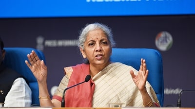Union finance minister Nirmala Sitharaman during a press conference in New Delhi. (HT photo) Union finance minister Nirmala Sitharaman during a press conference in New Delhi. (HT photo)