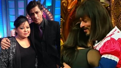 When Shah Rukh Khan dressed as Lalli for Bharti Singh. When Shah Rukh Khan dressed as Lalli for Bharti Singh.