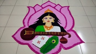 7. Floral and Geometric Patterns - Classic floral and geometric rangolis never go out of style. Mix traditional yellow, orange and white flower petals with rangoli powder to create intricate symmetrical patterns. (File Photo) 7. Floral and Geometric Patterns - Classic floral and geometric rangolis never go out of style. Mix traditional yellow, orange and white flower petals with rangoli powder to create intricate symmetrical patterns. (File Photo)