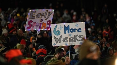 A crowd of over 40,000 waits for the weather report before Punxsutawney Phil saw his shadow predicting 6 more weeks of winter during the 139th annual Groundhog Day festivities on Friday February 2, 2025 in Punxsutawney, Pennsylvania. (Getty Images via AFP) A crowd of over 40,000 waits for the weather report before Punxsutawney Phil saw his shadow predicting 6 more weeks of winter during the 139th annual Groundhog Day festivities on Friday February 2, 2025 in Punxsutawney, Pennsylvania. (Getty Images via AFP)