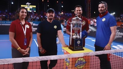On Saturday, actors Aamir Khan and Ali Fazal faced off in a ‘not so friendly’ special pickleball match at Brabourne Stadium in Mumbai. On Saturday, actors Aamir Khan and Ali Fazal faced off in a ‘not so friendly’ special pickleball match at Brabourne Stadium in Mumbai. 