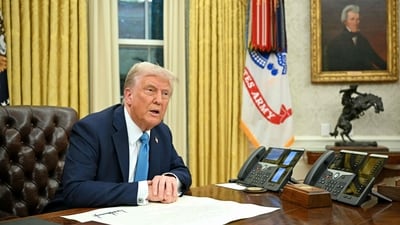 Trump said that he imposed the tariffs to fight the national emergency over illegal immigration and fentanyl. (AFP) Trump said that he imposed the tariffs to fight the national emergency over illegal immigration and fentanyl. (AFP)