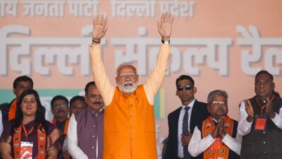 Prime Minister Narendra Modi during a public meeting ahead of the Delhi Assembly election at RK Puram in New Delhi on February 2. (PTI) Prime Minister Narendra Modi during a public meeting ahead of the Delhi Assembly election at RK Puram in New Delhi on February 2. (PTI)